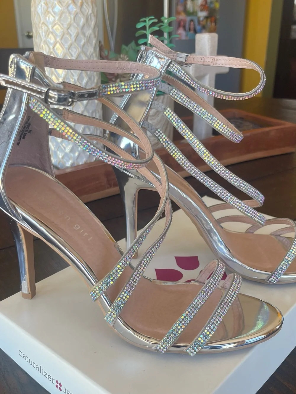 Madden Girl Silver Strappy High Heel Sandals - Size 7.5